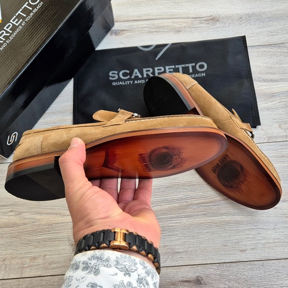 Men's Suede Leather Buckle Loafers - Picture 6 of 7